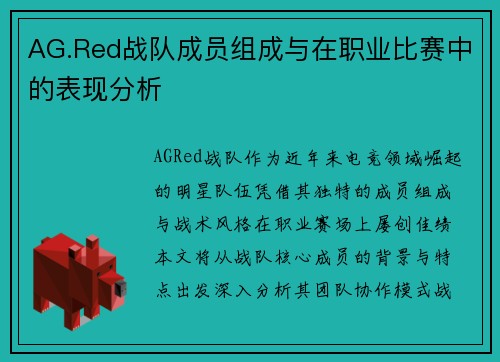 AG.Red战队成员组成与在职业比赛中的表现分析